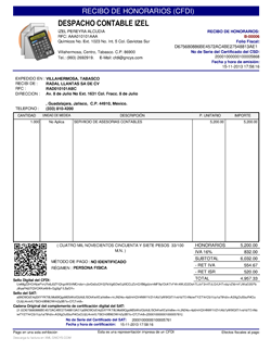 Formato - Recibo de honorarios - CFDI (Anexo 20 Versión 3.2)